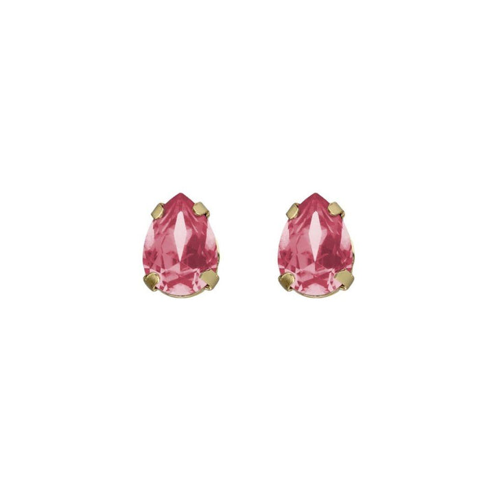 Pendientes lagrima con cristal en Plata baño Oro · Victoria Cruz