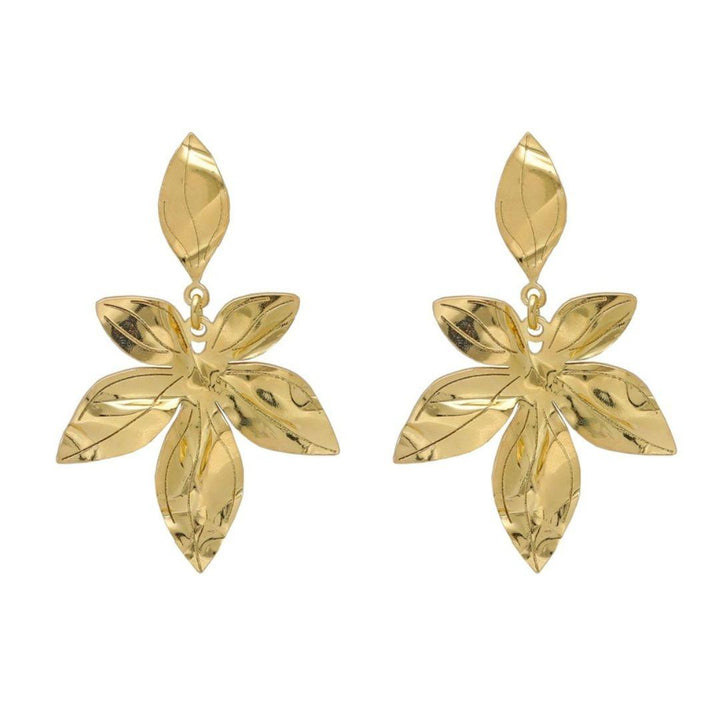 Pendientes largos hoja bicolor en Plata bañada en Oro · Victoria Cruz