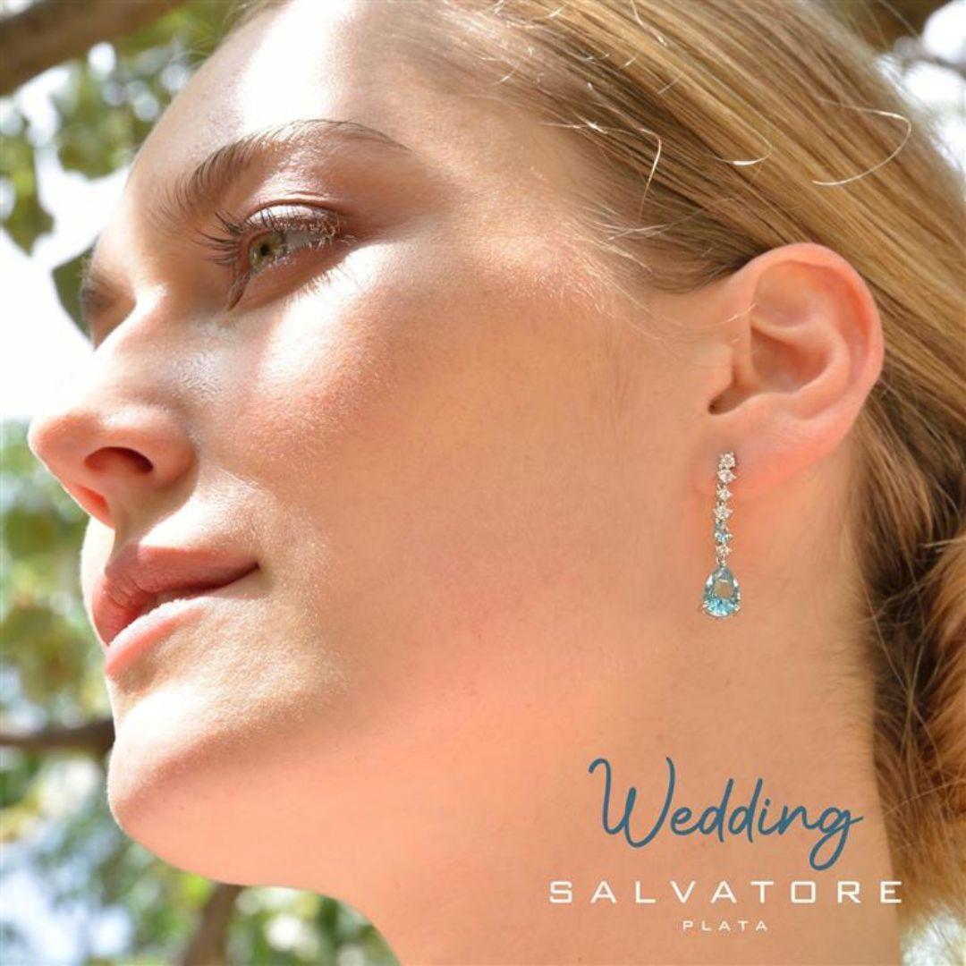 Pendientes para invitada de plata con cristal
