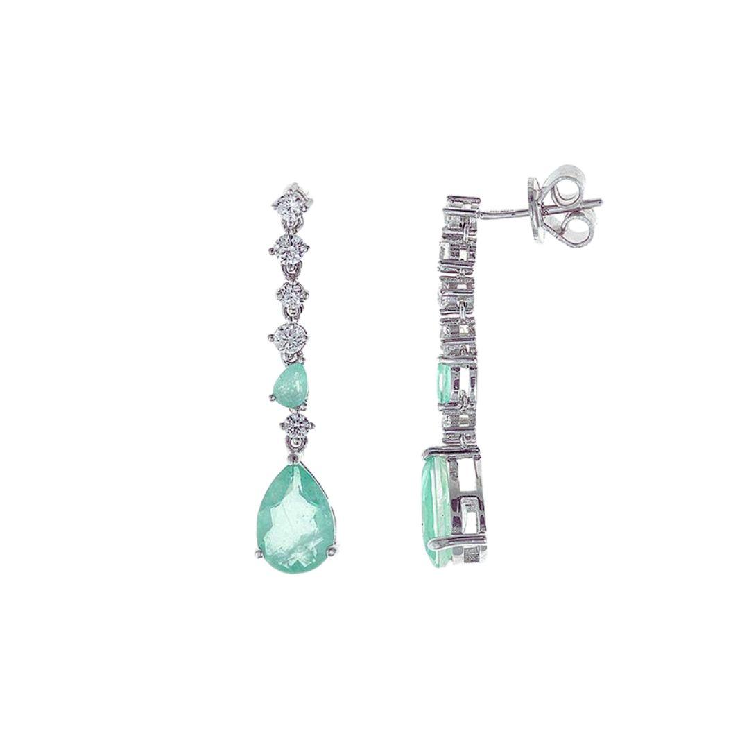 Pendientes para invitada de plata con cristal