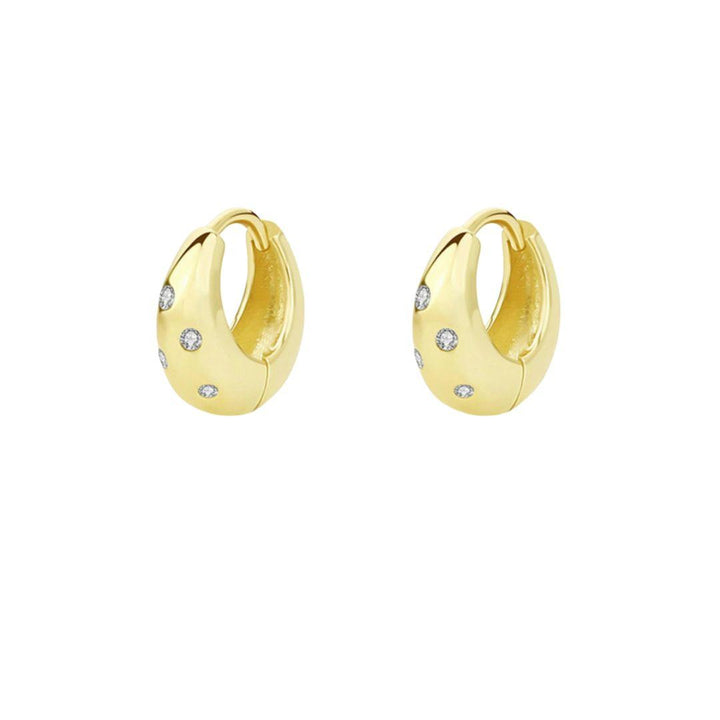 Pendientes pequeños lisos con baño oro con circonitas brillantes