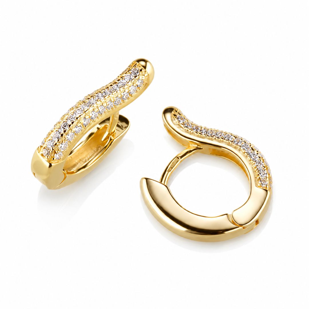 Pendientes Aro Sovrani de Plata 925 Dorada con Circonitas Brillantes