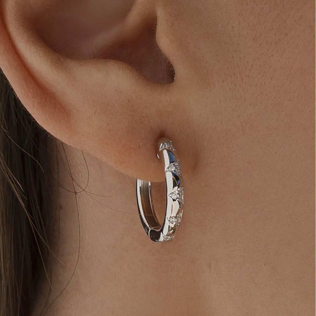 Pendientes Aros de Plata de Ley 925 con Circonitas 19,5 mm