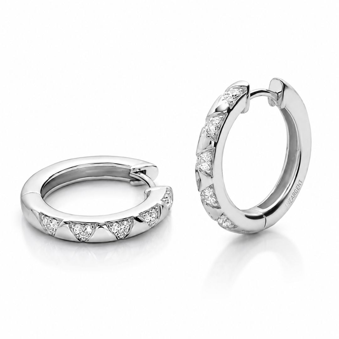 Pendientes Aros de Plata de Ley 925 con Circonitas 19,5 mm