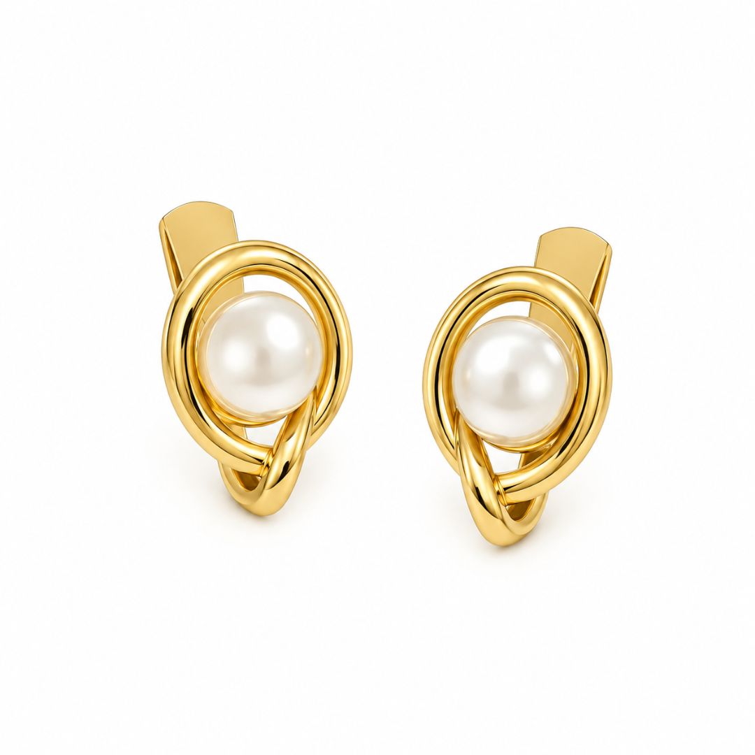 Pendientes Niña Oro 18K con Perla y Cierre Catalán