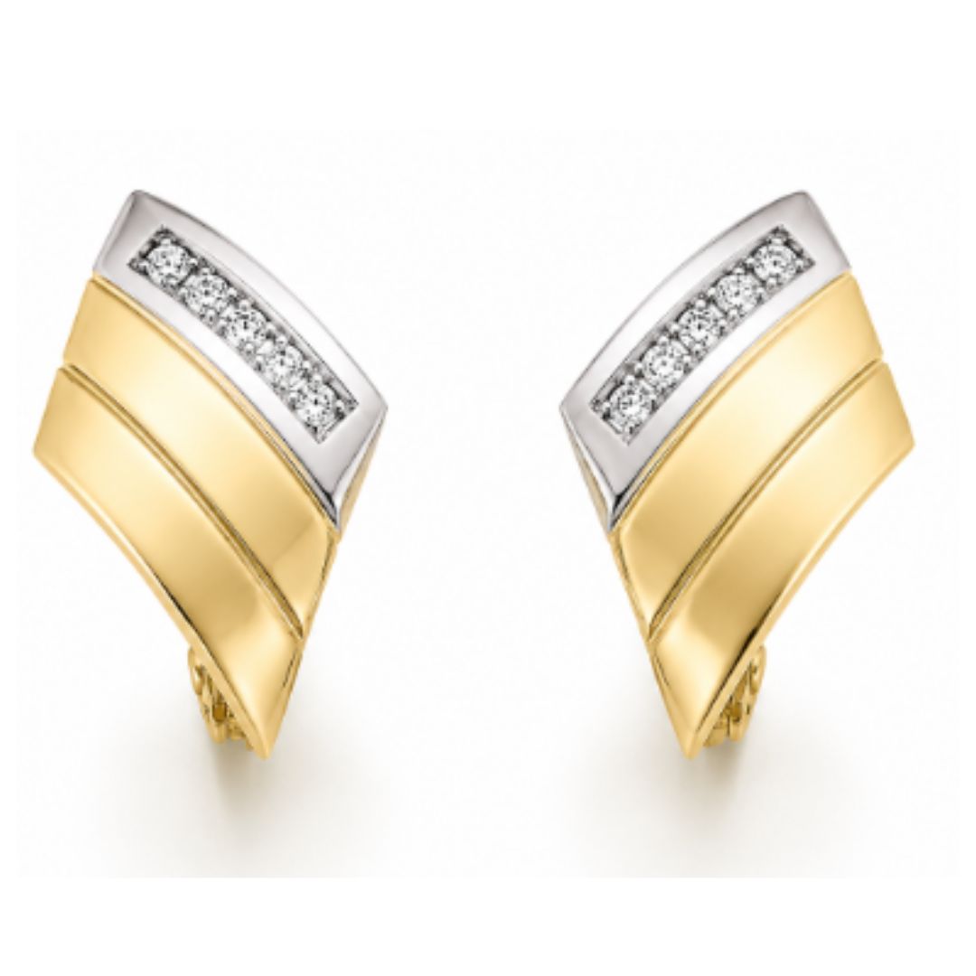 Pendientes Bicolor Oro 18K con Circonitas – Diseño Elegante
