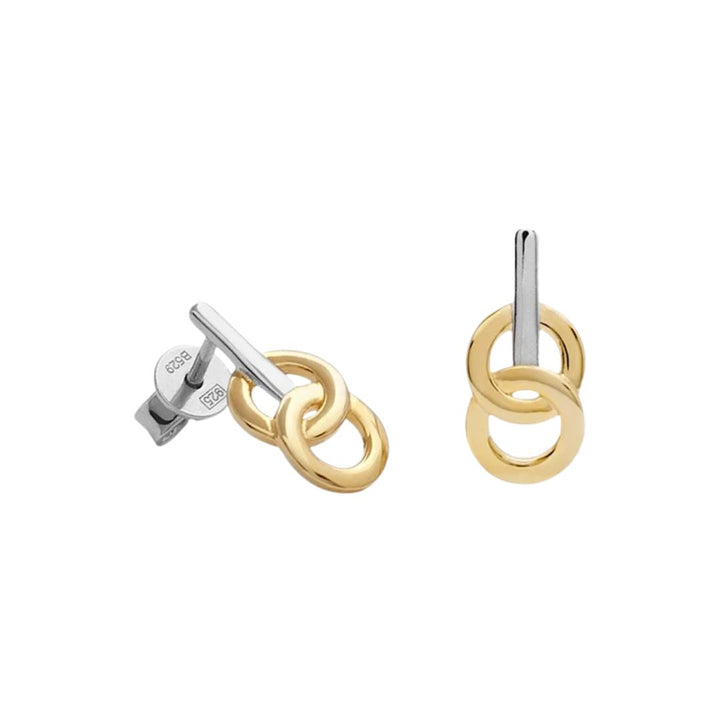 Pendientes Bicolor de Plata con Aros Entrelazados