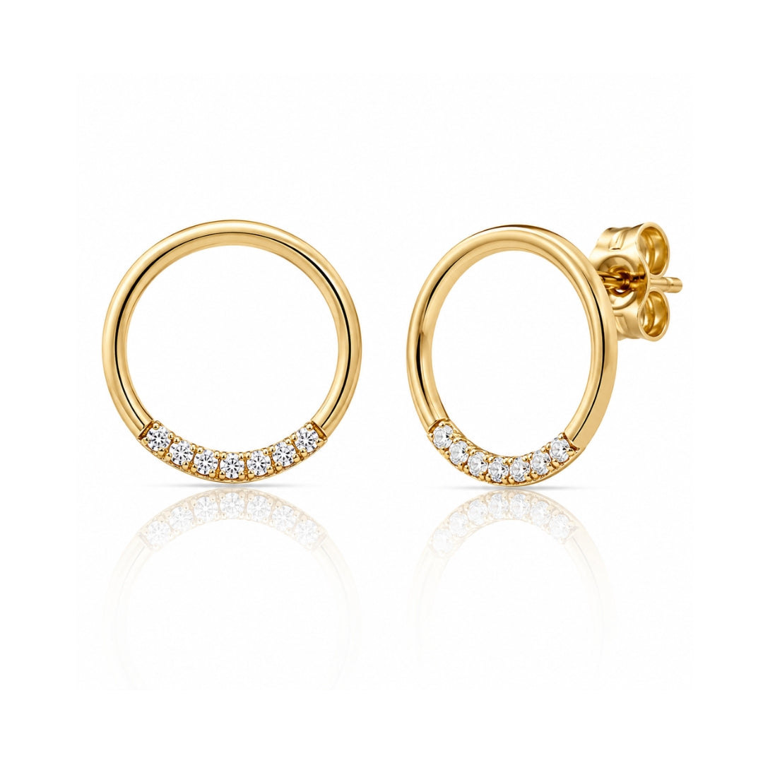 Pendientes Círculo Oro 18K con Circonitas