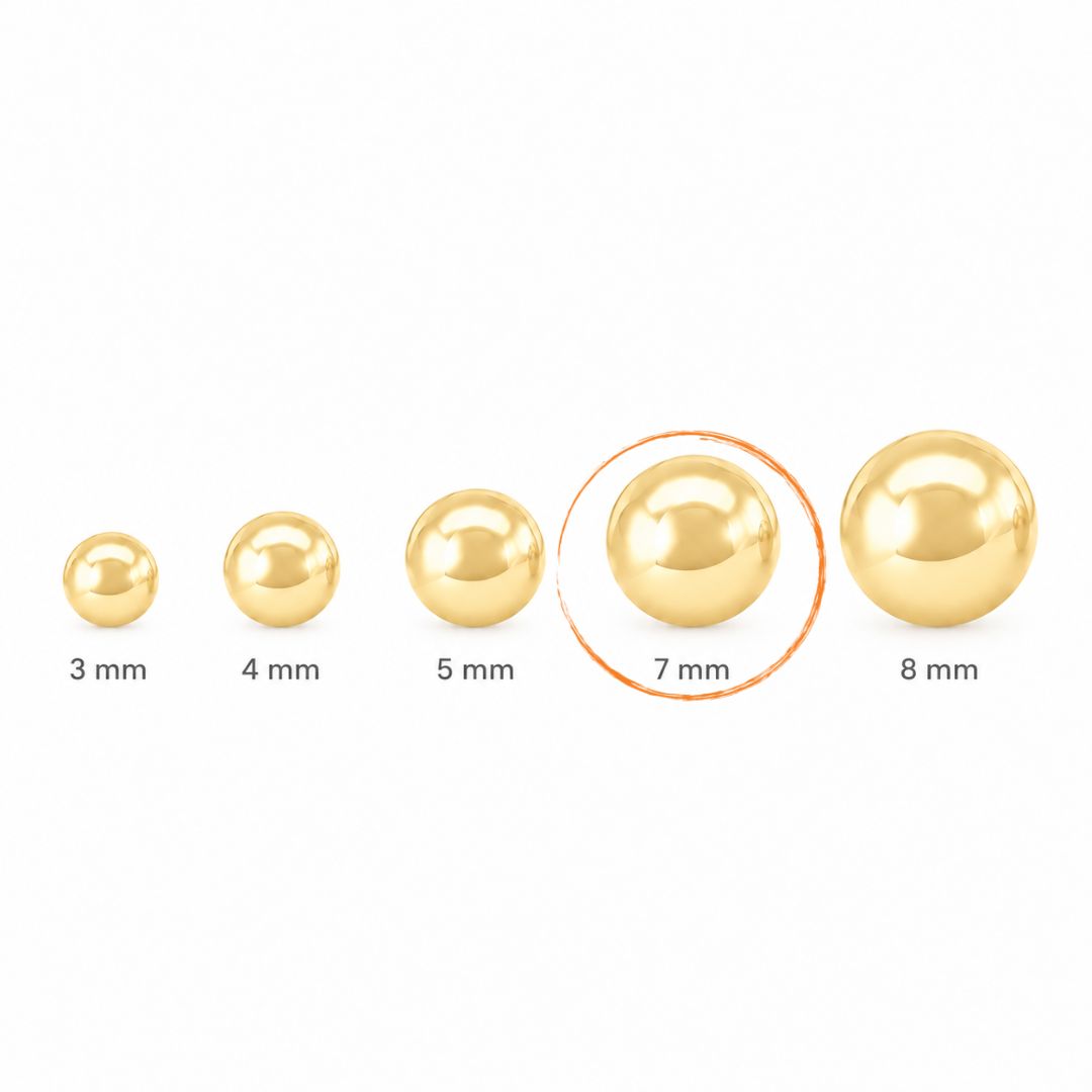 Pendientes Clásicos de Bola 7 mm en Oro 18K