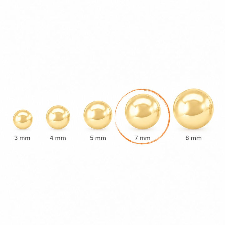 Pendientes Clásicos de Bola 7 mm en Oro 18K