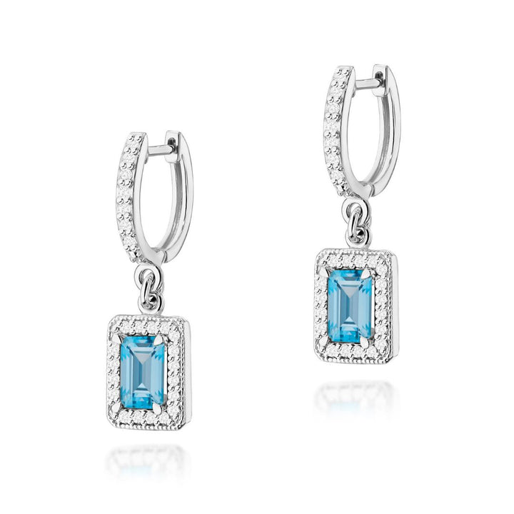 Pendientes Colgantes de Oro 14K con Topacio Swiss y Diamantes Naturales