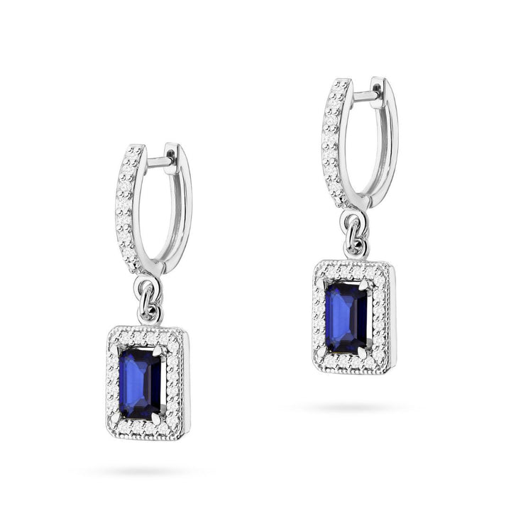 Pendientes Colgantes de Oro 14K con Zafiro y Diamantes Naturales