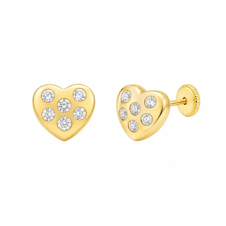Pendientes Corazón Oro 18K con Pavé de Circonitas