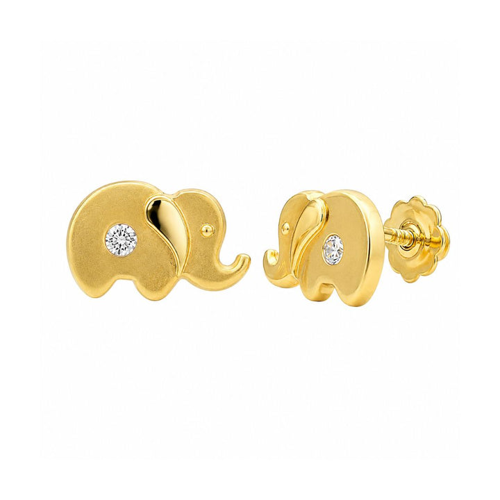 Pendientes Elefante Oro 18K con Circonita