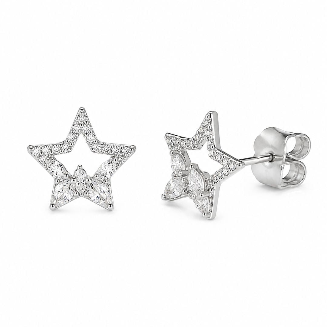 Pendientes Estrella Plata 925 con Circonitas