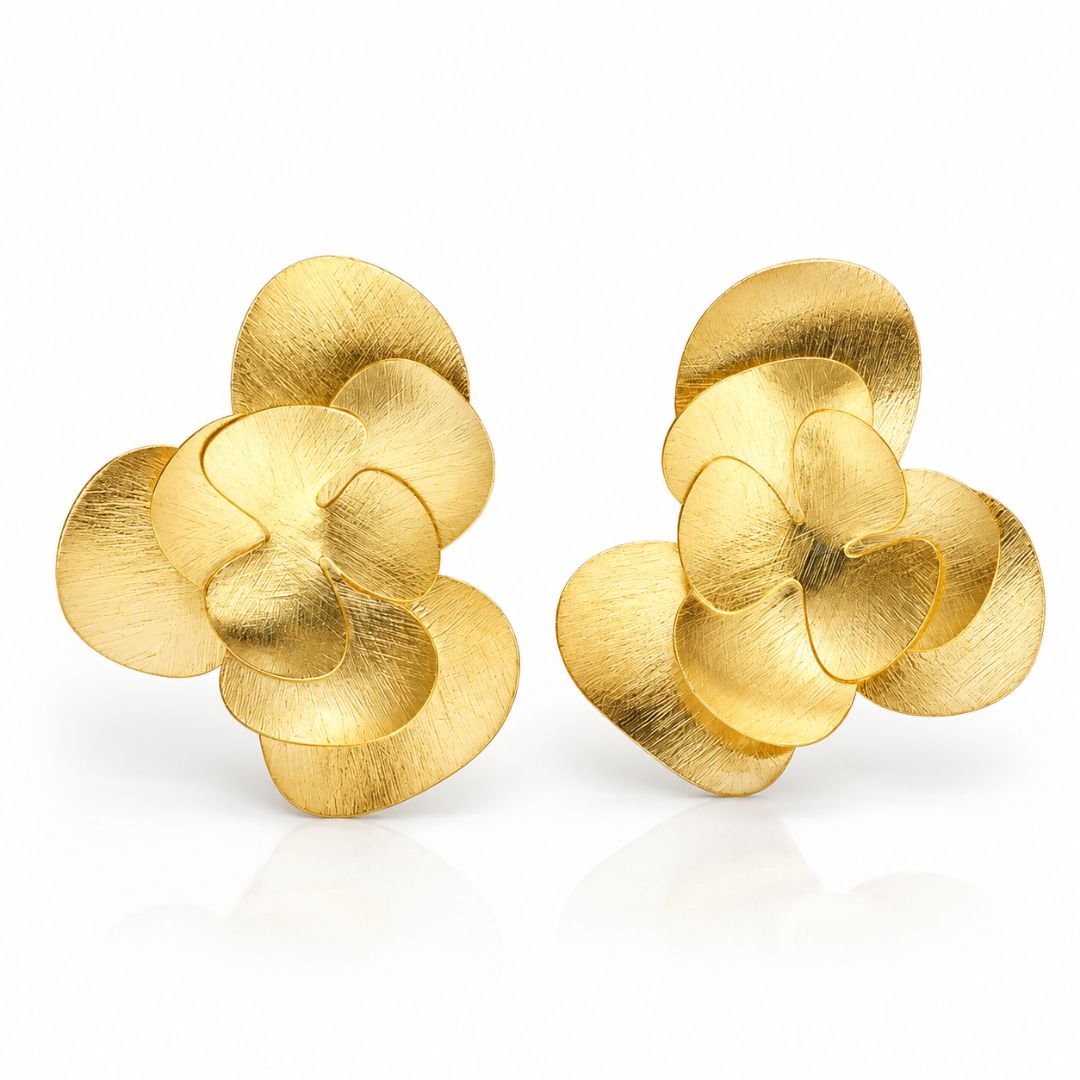 Pendientes Flor Sovrani de Plata 925 con Baño de Oro 24K – 3 cm