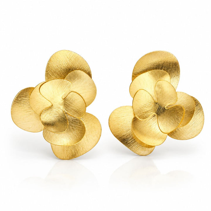 Pendientes Flor Sovrani de Plata 925 con Baño de Oro 24K – 3 cm