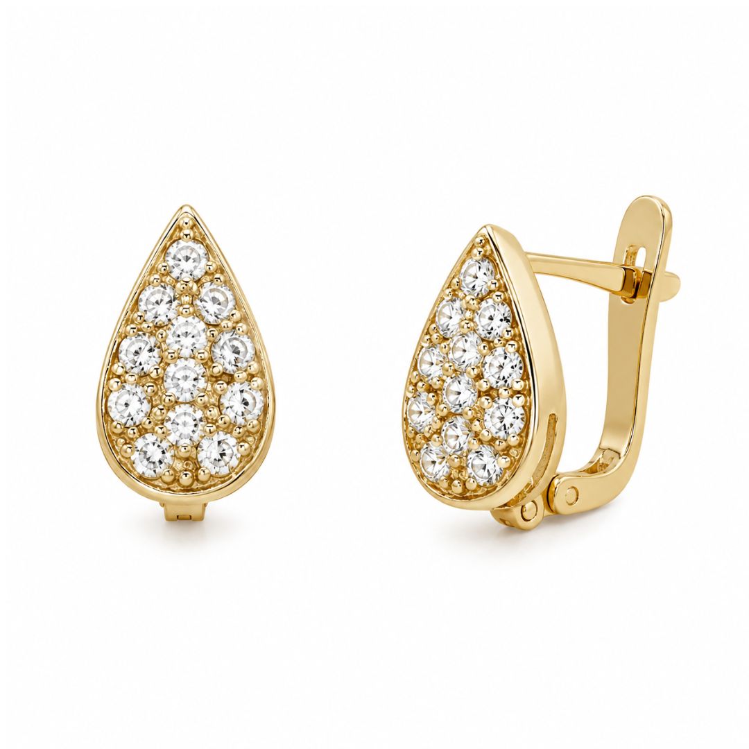 Pendientes Lágrima de Oro 18K con Circonitas