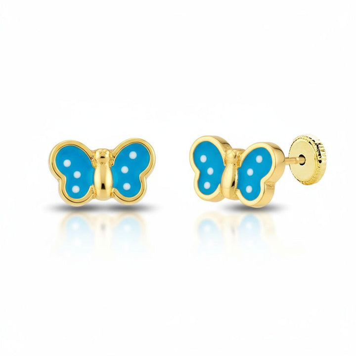Pendientes Mariposa Oro 18K Esmaltados Azules