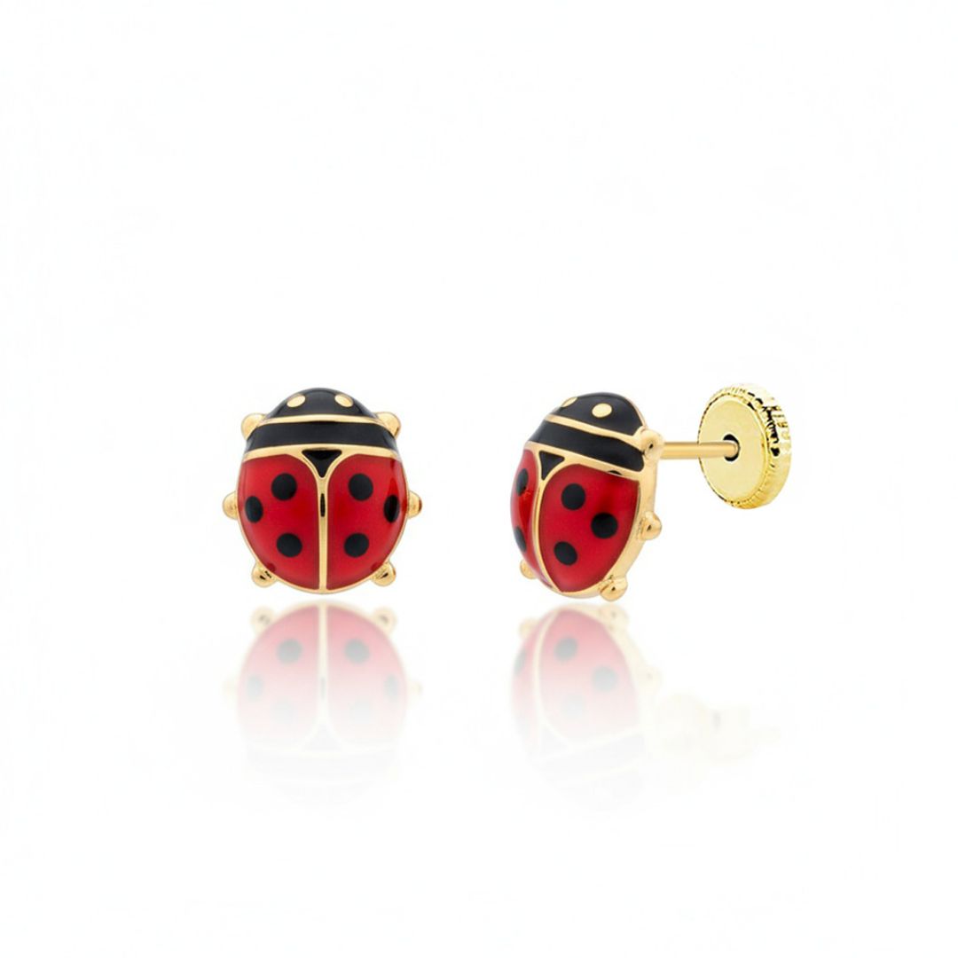 Pendientes Mariquita Oro 18K Esmaltados