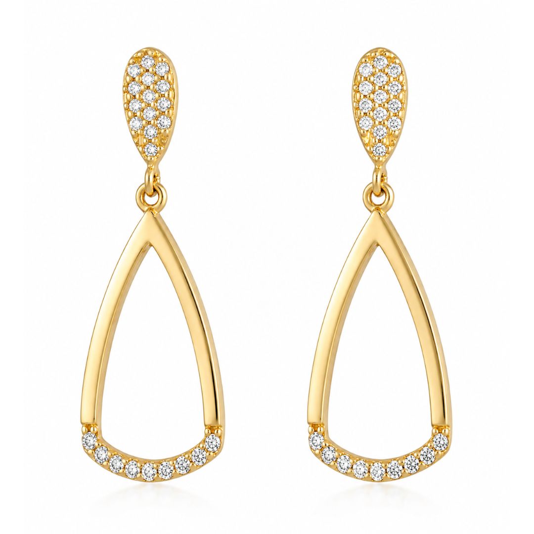 Pendientes Oro 18K Diseño Lágrima con Circonitas