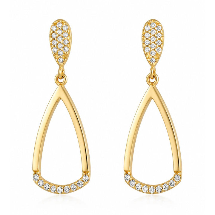 Pendientes Oro 18K Diseño Lágrima con Circonitas