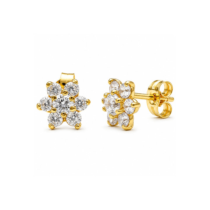 Pendientes Oro 18K Rosetón con Circonitas