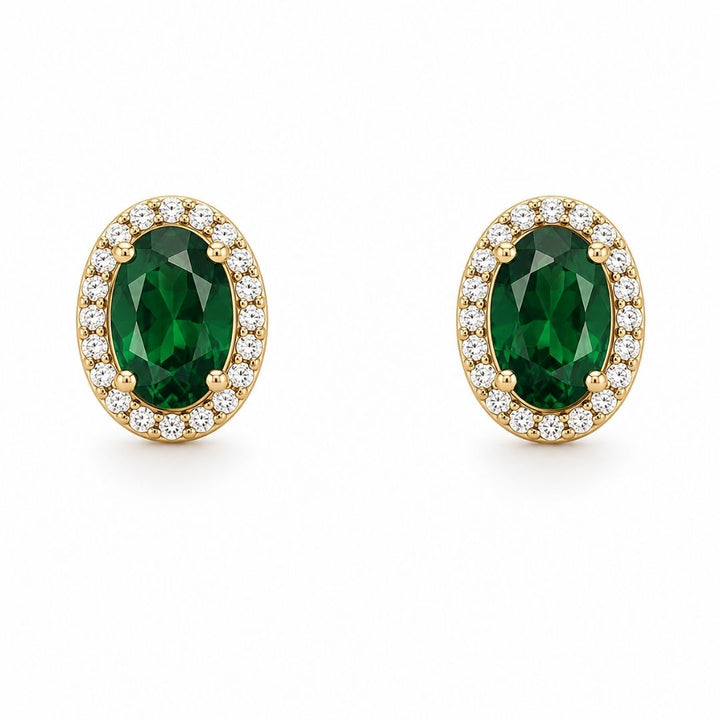 Pendientes Oro Amarillo 18K con Crisopal Verde y Circonitas
