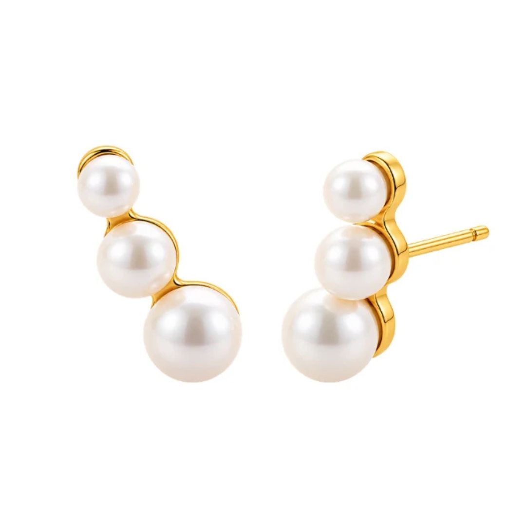 Pendientes Trepador Dorado de Perlas Petit