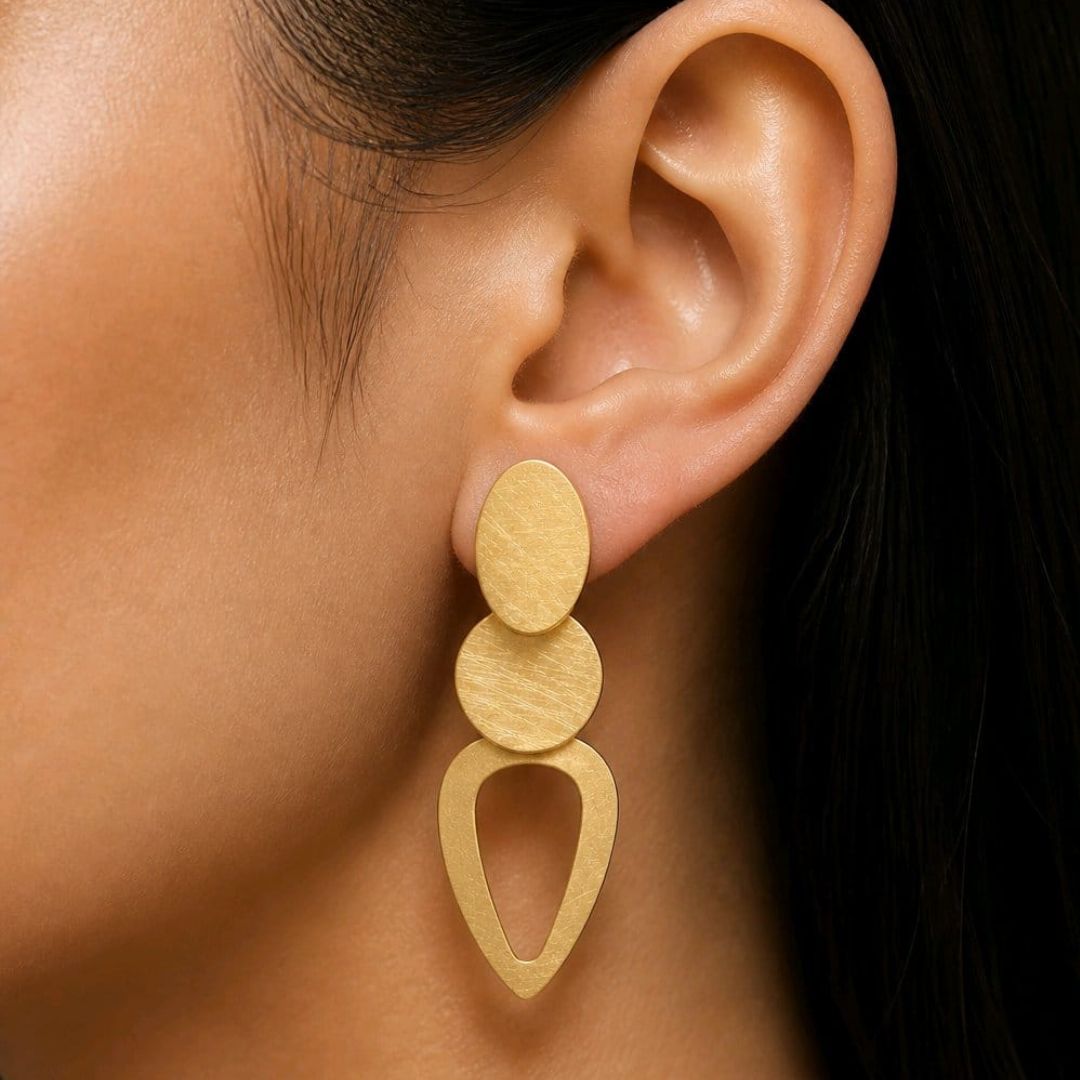 Pendientes de Acero Dorado Geométricos