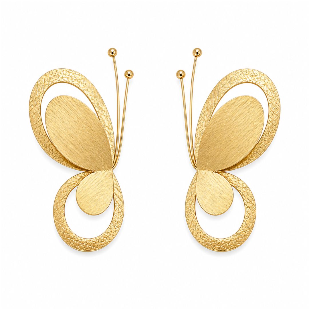 Pendientes Mariposa de Acero Dorado Satinado