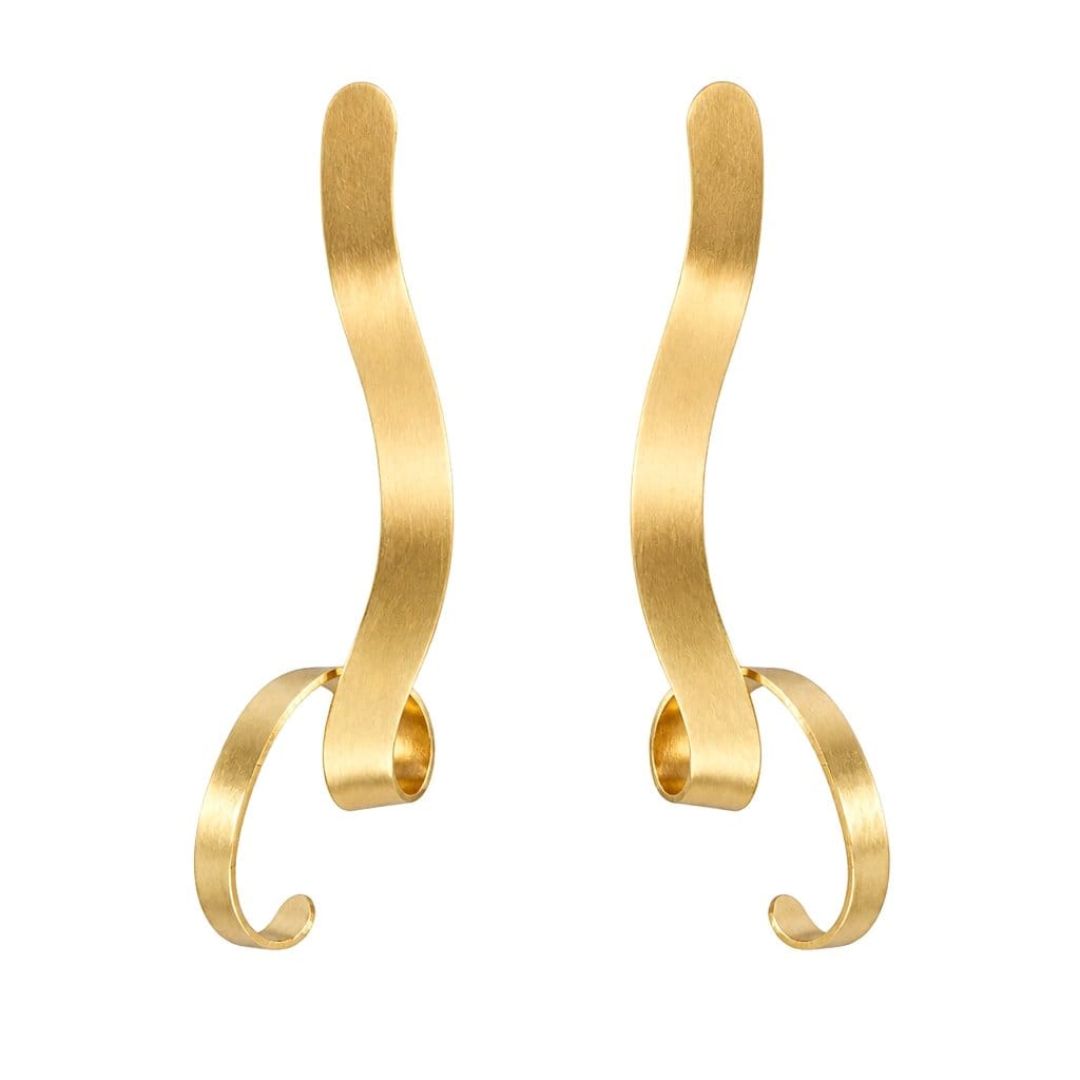 Pendientes de Acero Dorado Ondulados