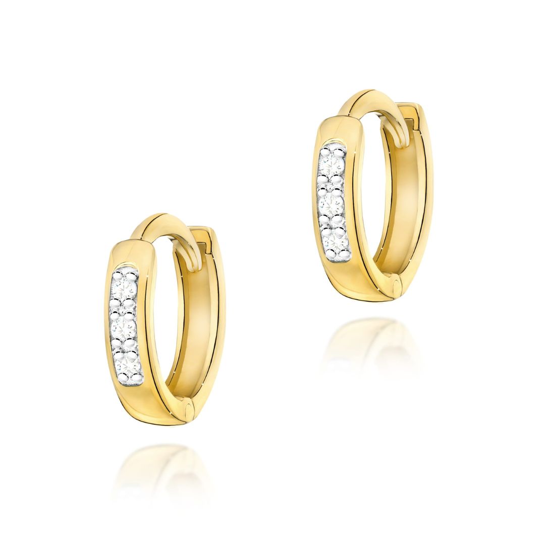 Pendientes de Aro Pequeño de Oro 14K con Diamantes Naturales