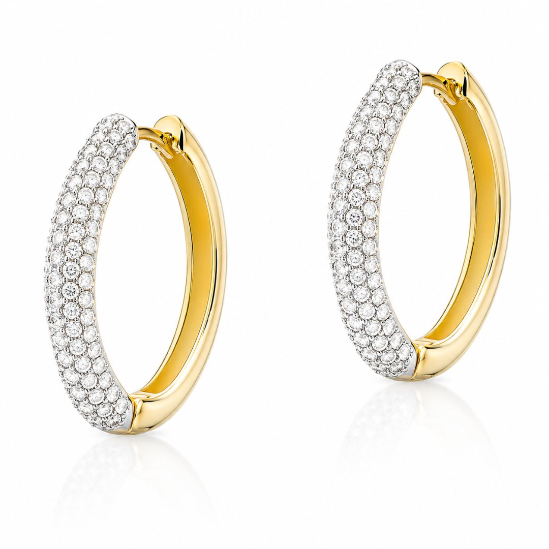 Pendientes de Aro de Oro 14K con Diamantes Naturales
