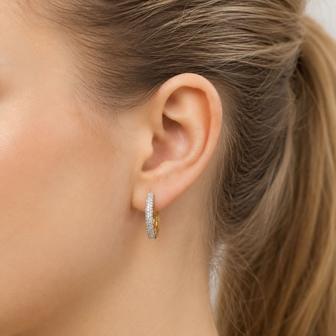 Pendientes de Aro de Oro 14K con Diamantes Naturales