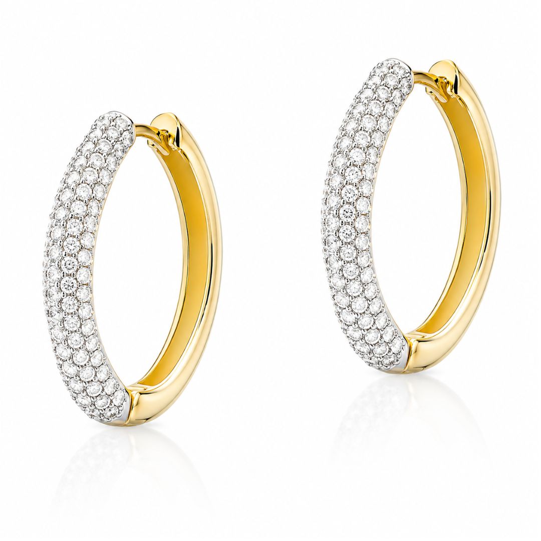 Pendientes de Aro de Oro 14K con Diamantes de Laboratorio