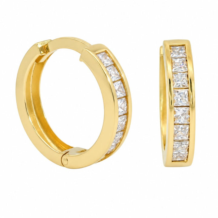 Pendientes de Aro de Oro 9K con Circonitas 12 mm