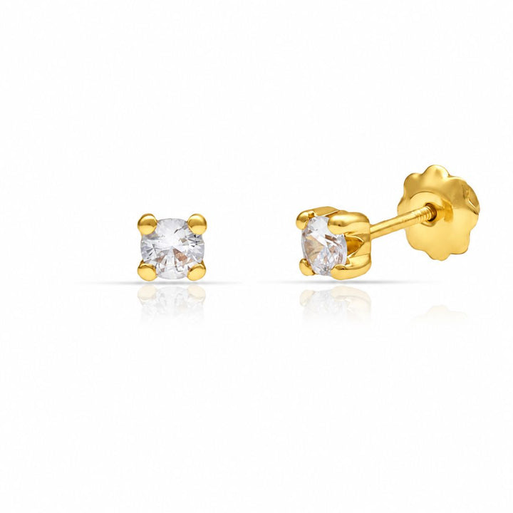 Pendientes de Bebé en Oro 18K con Circonitas de 3 mm