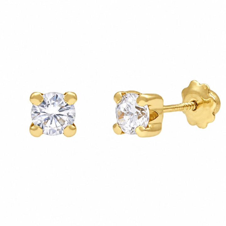 Pendientes de Bebé en Oro 18K con Circonitas de 4 mm
