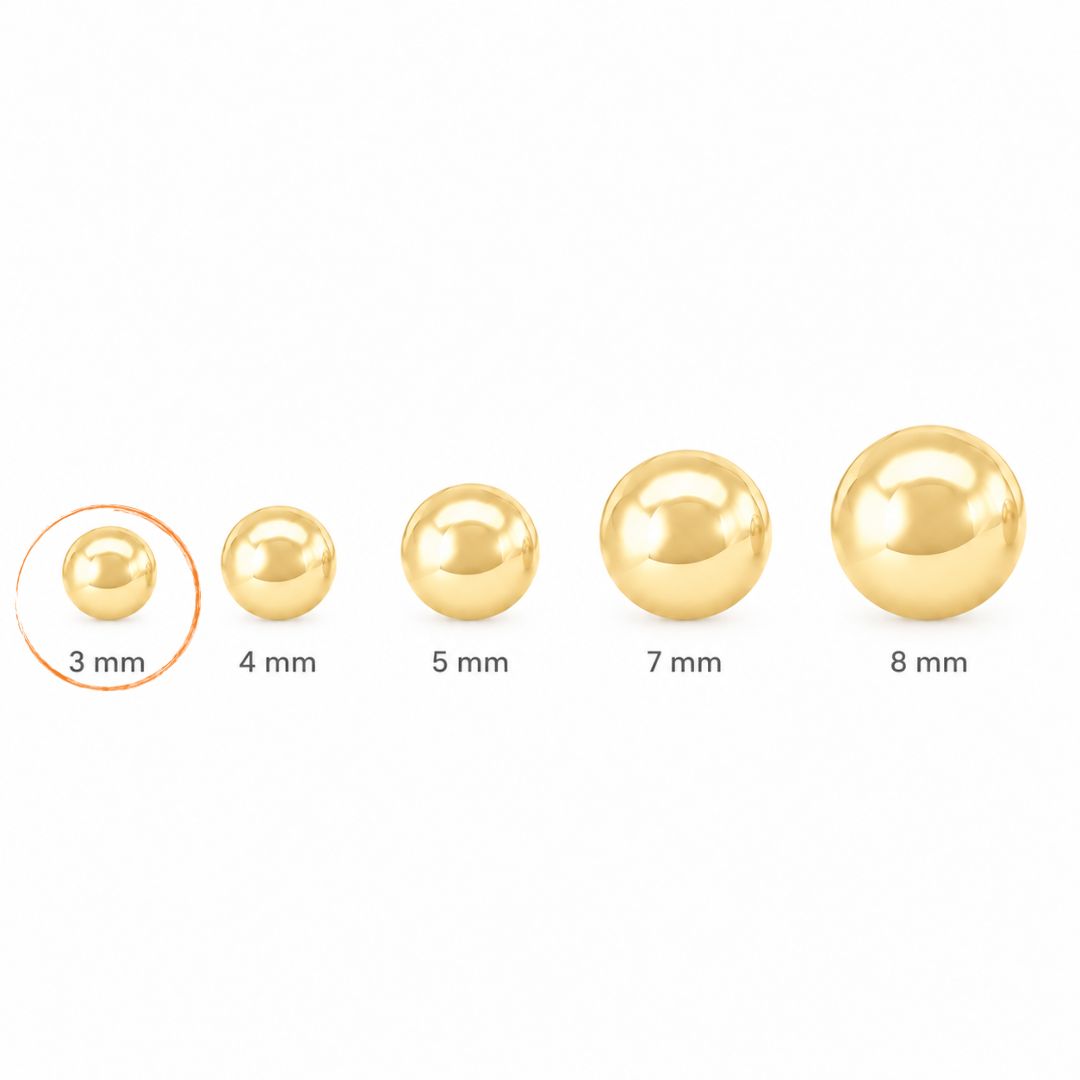 Pendientes de Bola 3 mm en Oro 18K para Bebé