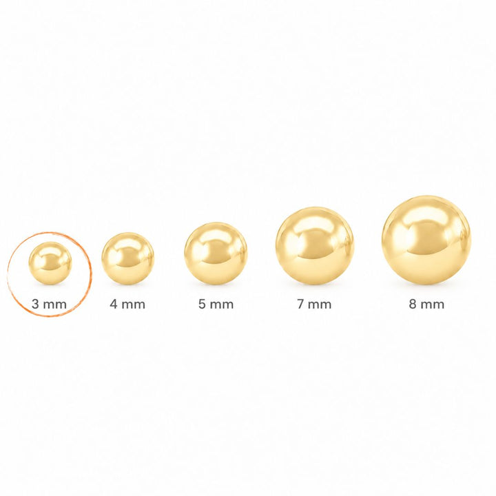 Pendientes de Bola 3 mm en Oro 18K para Bebé