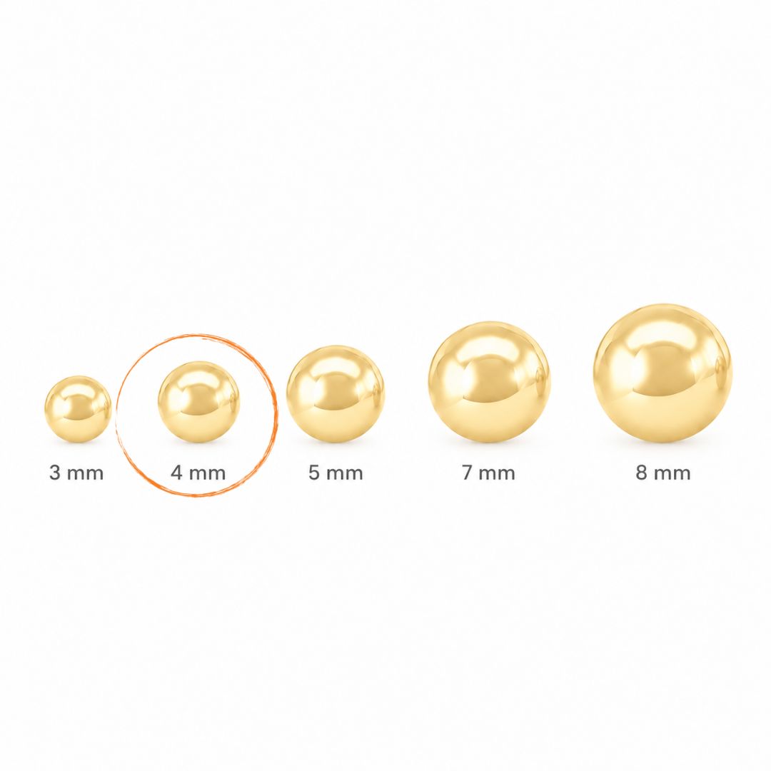 Pendientes de Bola 4 mm en Oro 18K para Bebé y Niña