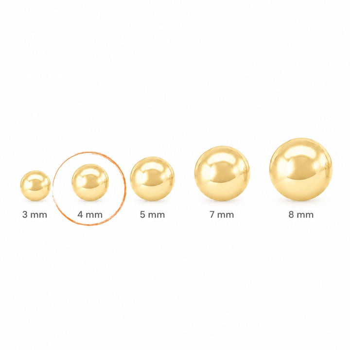 Pendientes de Bola 4 mm en Oro 18K para Bebé y Niña