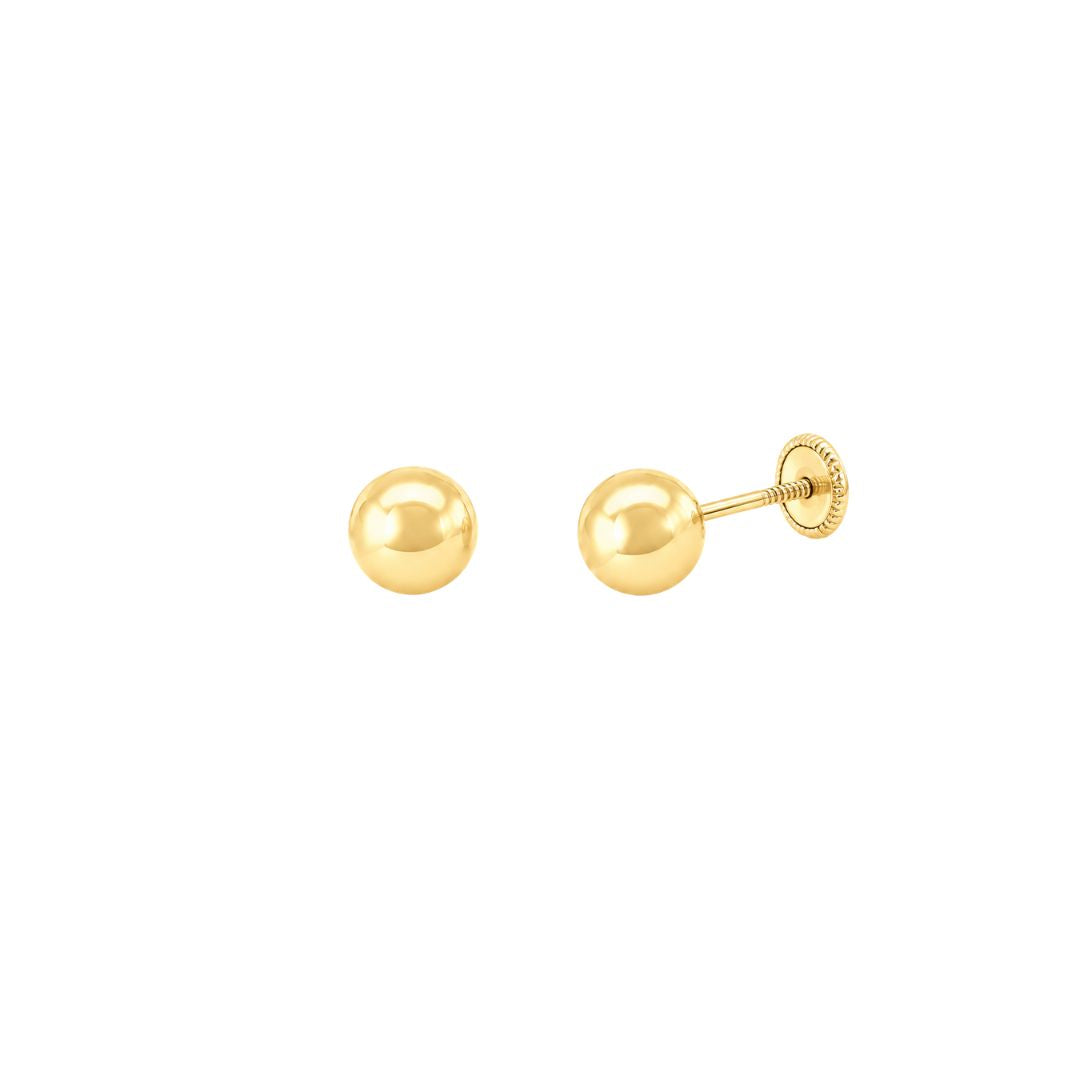Pendientes de Bola 4 mm en Oro 18K para Bebé y Niña