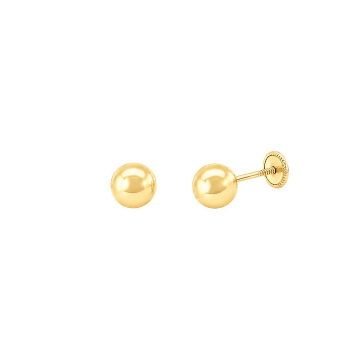 Pendientes de Bola 5 mm en Oro 18K con Rosca