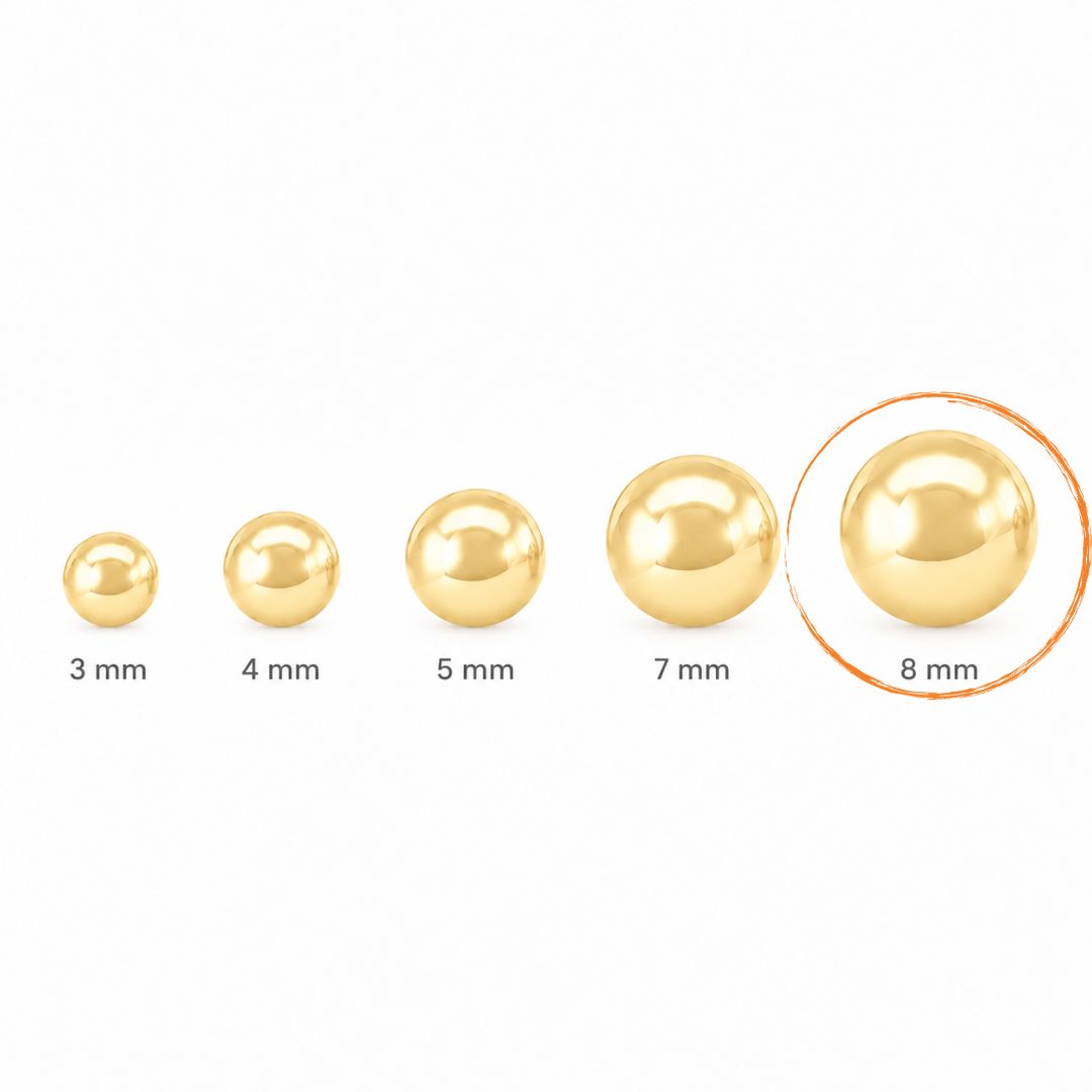 Pendientes de Bola 8 mm en Oro 18K