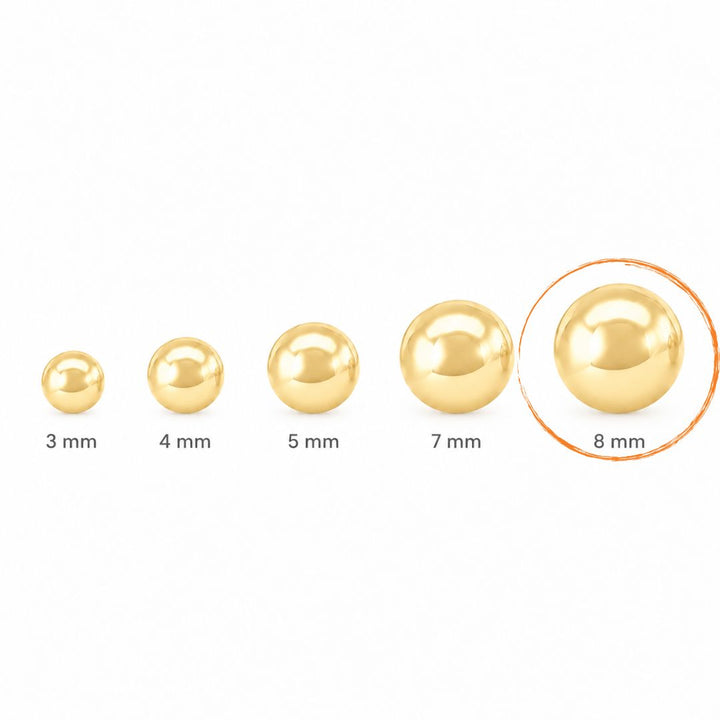 Pendientes de Bola 8 mm en Oro 18K