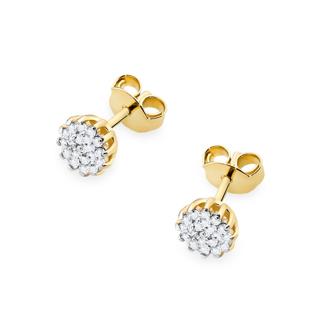 Pendientes de Oro 14K Roseta con Diamantes Naturales