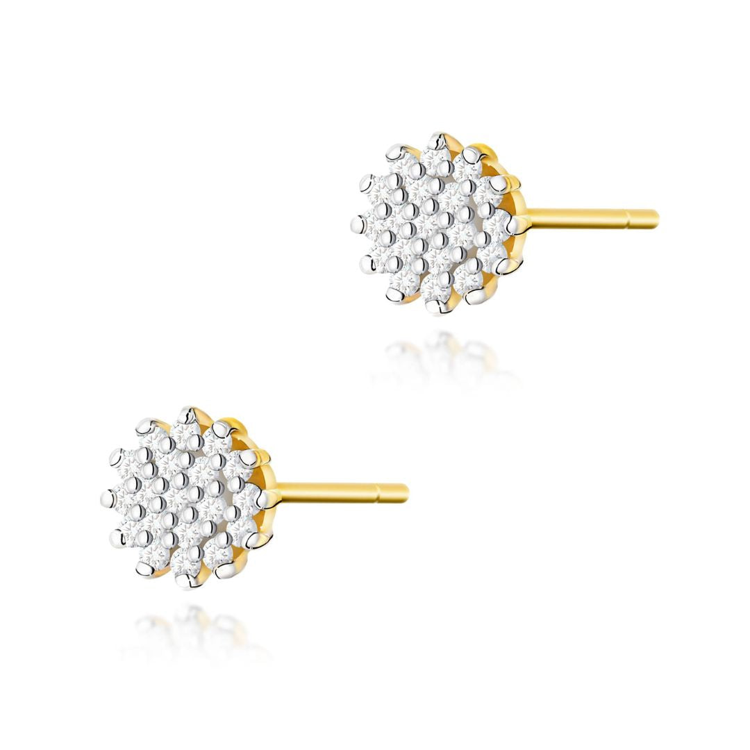 Pendientes de Oro 14K Roseta con Diamantes Naturales