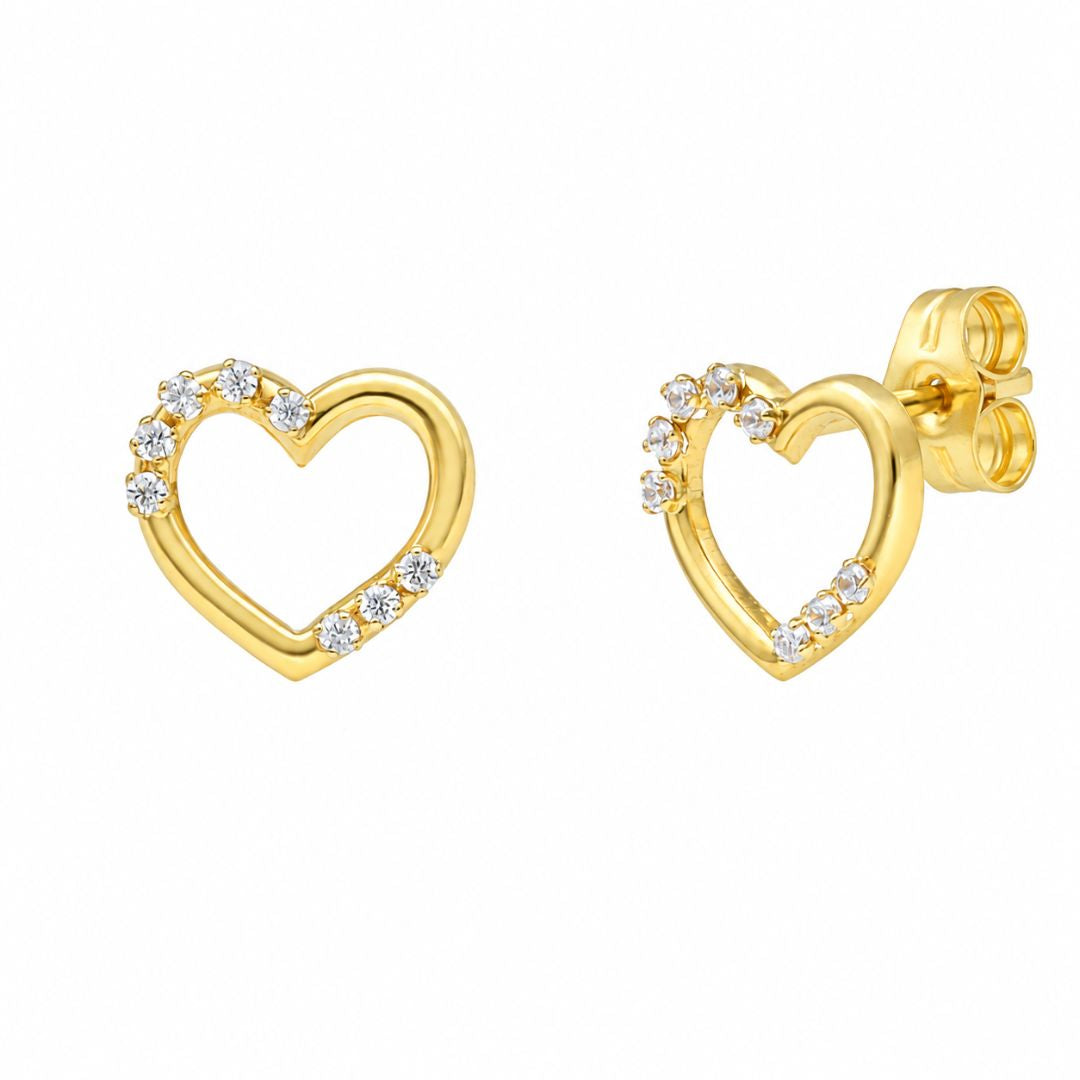 Pendientes de Oro 18K Corazón con Circonitas